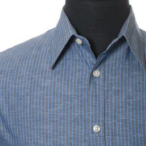 Sand Copenhagen Blue Striped Linen Blend Shirt XXL